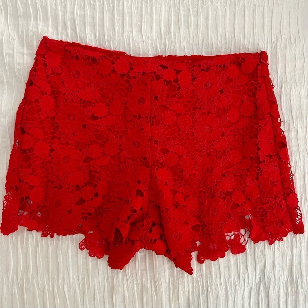 Red Lace Detail Shorts